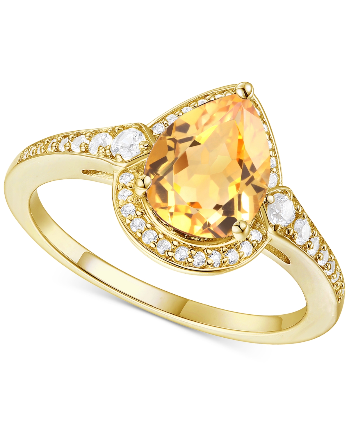 Macy's Amethyst (1-1/3 Ct. T.w.) & Lab-grown White Sapphire (1/4 Ct. T.w.) Halo Ring In 14k Gold-plated Ste In Citrine