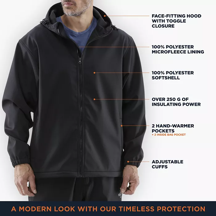 Big & Tall Lightweight Softshell Jacket with Hood - Water-Repellent & Wind-Tight Workwear - thumbnail 3