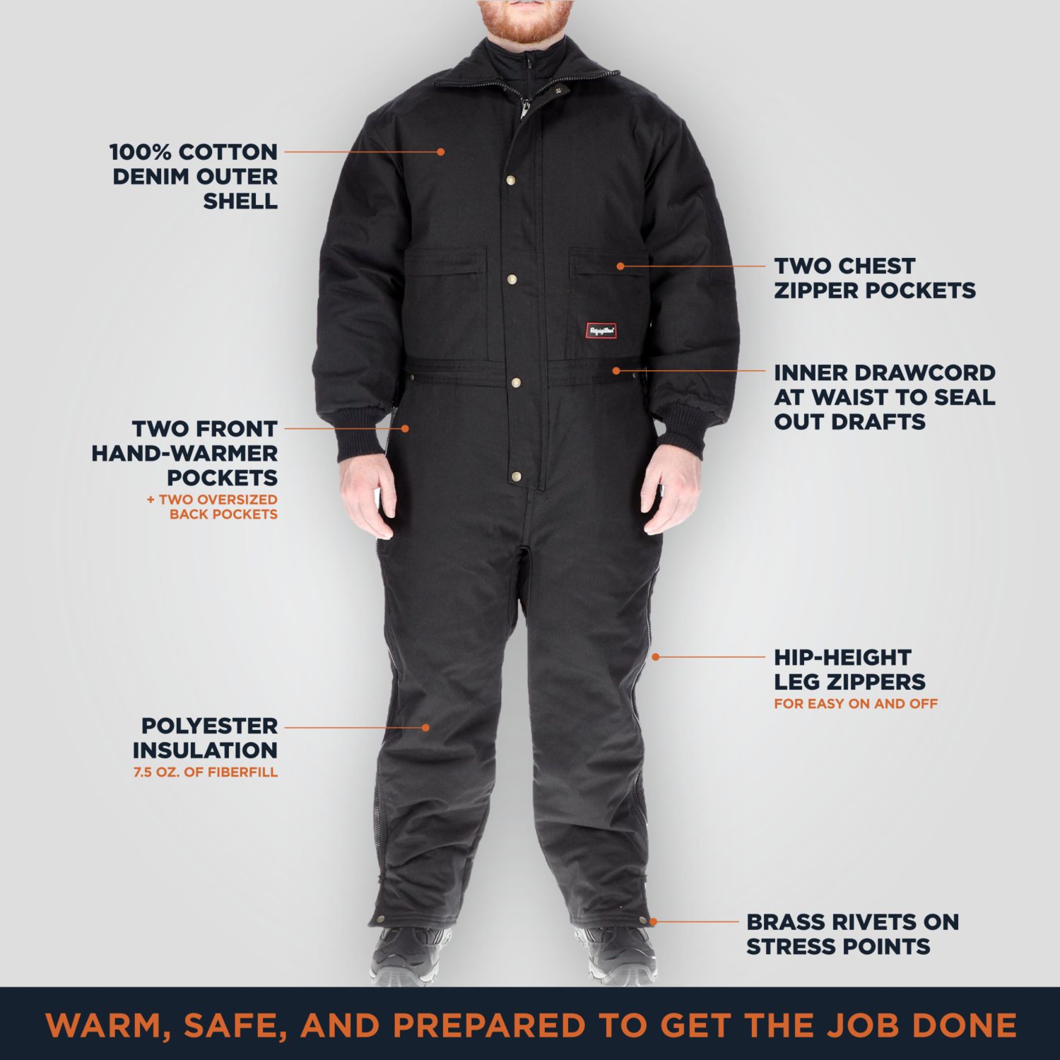 Men's ComfortGuard Coveralls - -10degree(s)F Comfort, Insulated, Water-Repellent, Durable, Full-Body Workwear for Cold Weather Protection