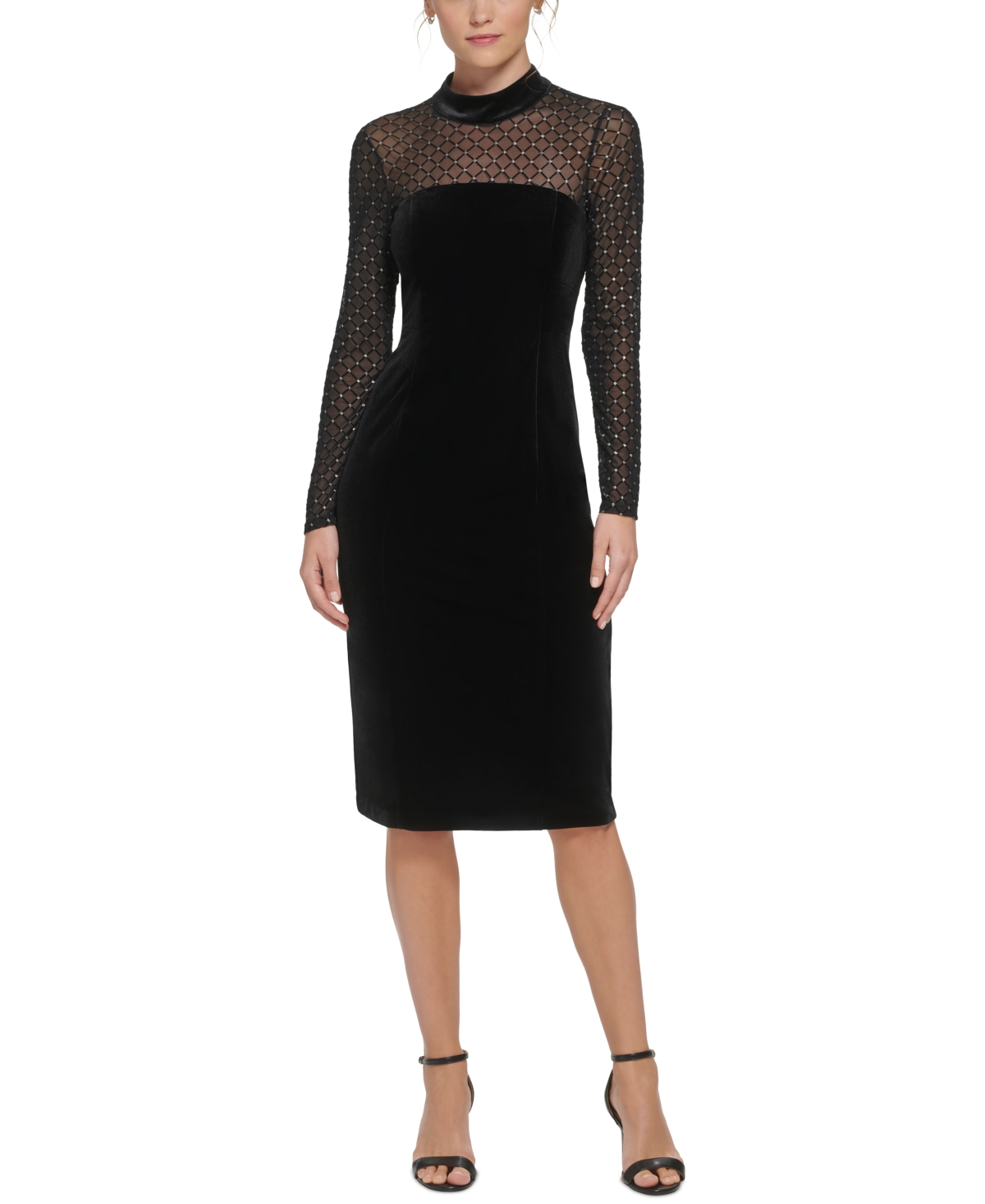 Lace & velvet sheath dress eliza j online