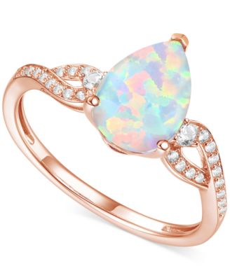 Macy's - Amethyst (1-3/4 ct. t.w.) & Lab-Grown White Sapphire (1/6 ct. t.w.) Twist Ring in 14k Gold-Plated Sterling Silver (Also in Additional Gemstones) Opal