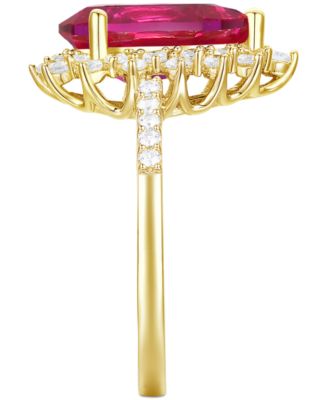 Lab-Grown Opal (7/8 ct. t.w.) & Lab-Grown White Sapphire (5/8 ct. t.w.) Halo Ring in 14k Rose Gold-Plated Sterling Silver (Also in Lab-Grown Ruby & Lab-Grown Blue Sapphire)