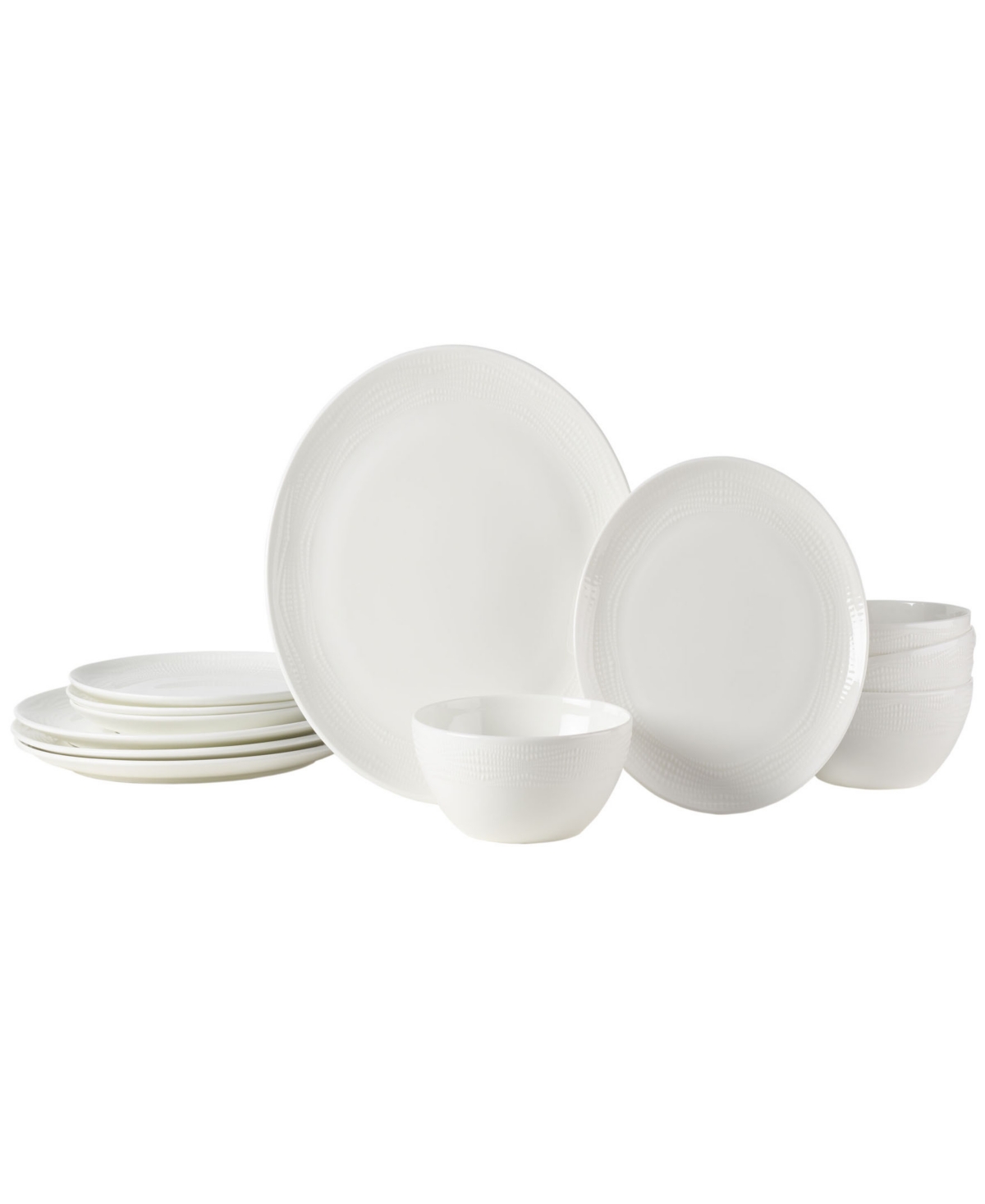 Mirabel Vegan Bone Chip Resistant 12 Piece Dinnerware Set, Service for 4 - White