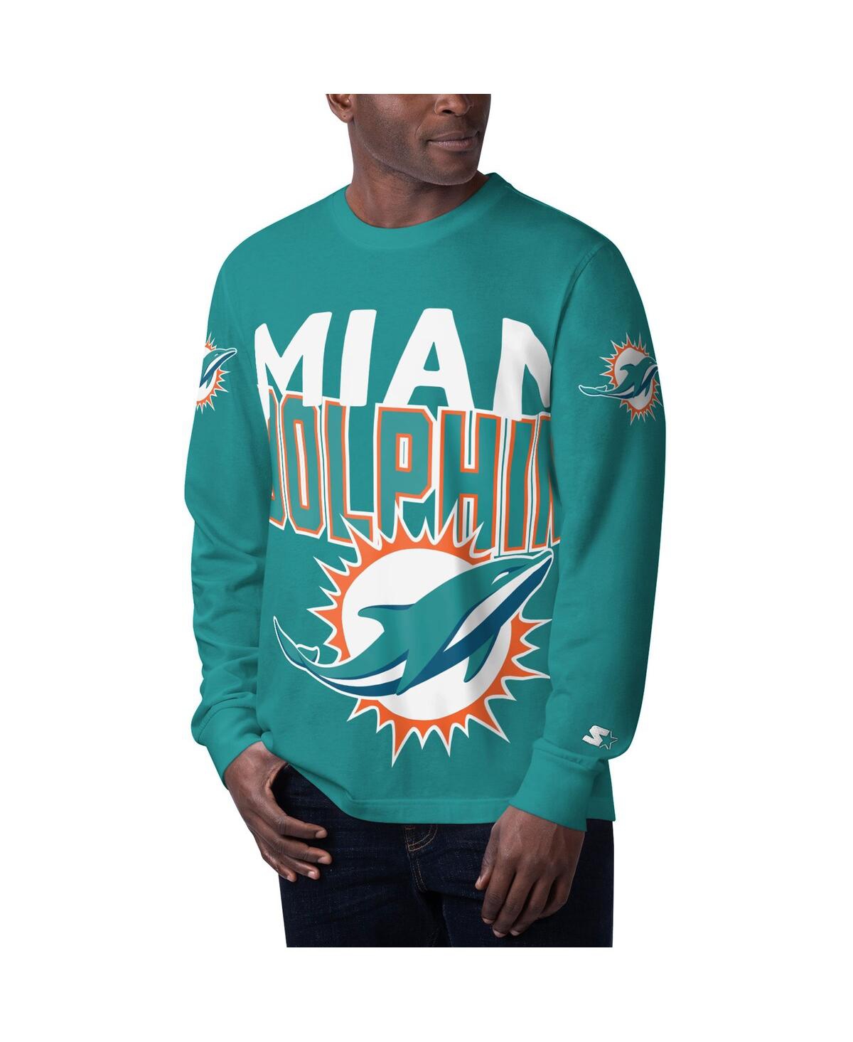 Lids Miami Dolphins Starter Halftime Long Sleeve T-Shirt - Aqua/White
