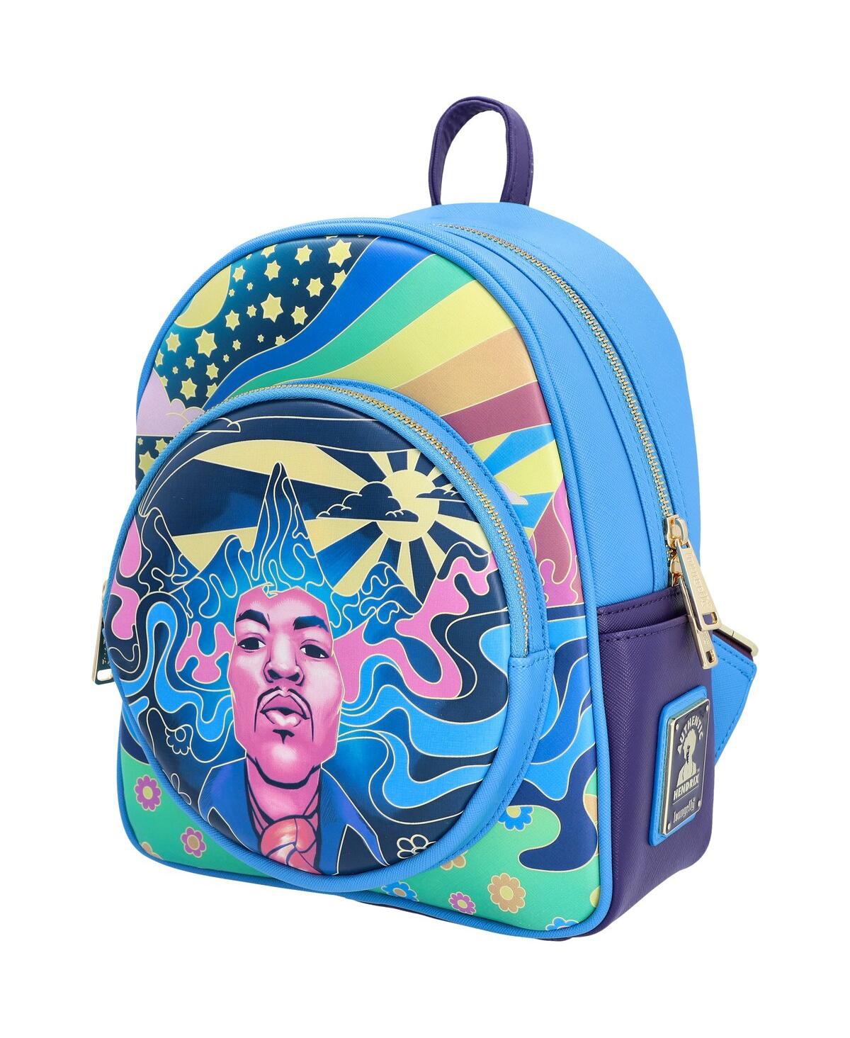 Loungefly Jimi Hendrix Psychedelic Glow Landscape Mini Backpack In Blue