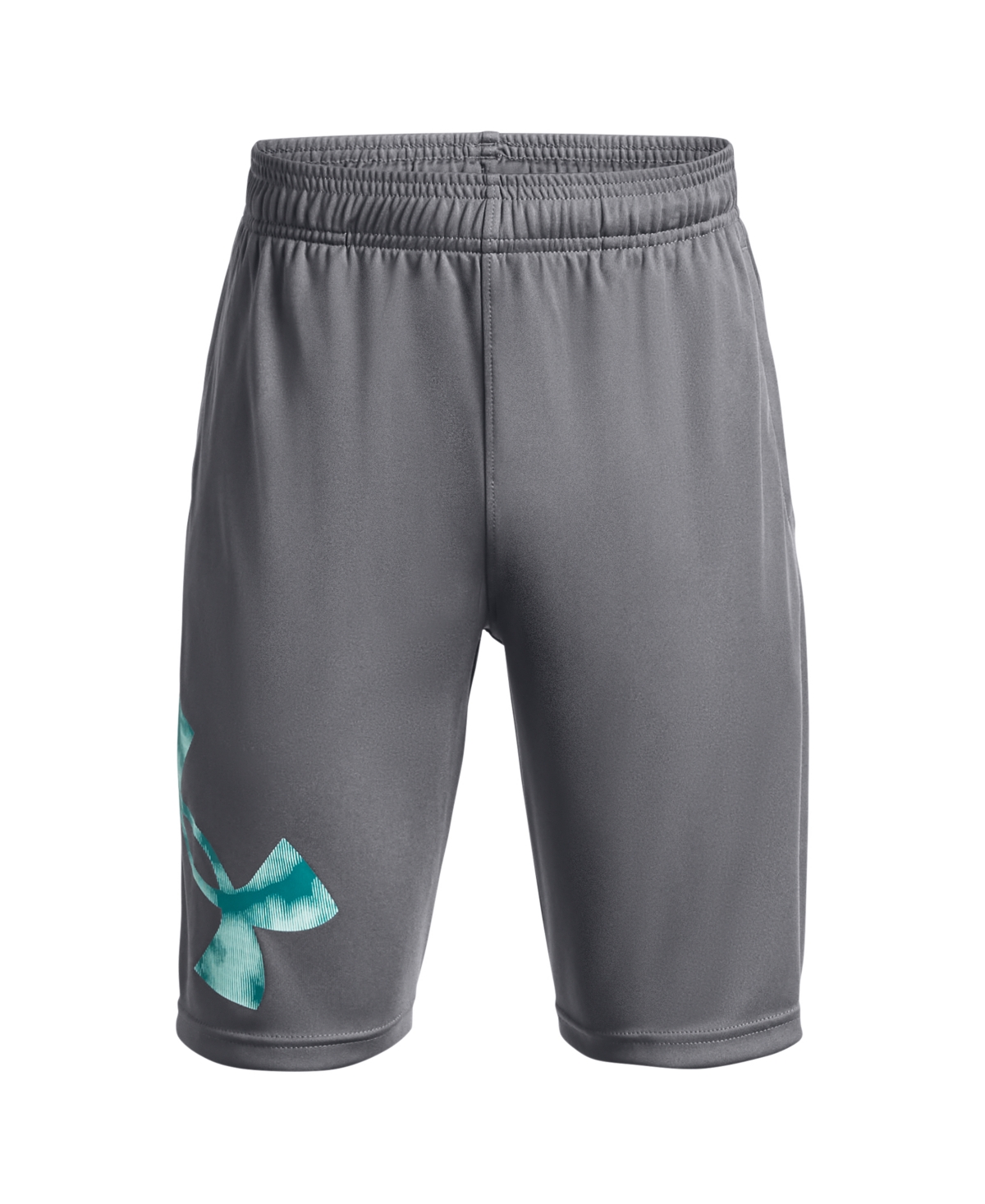 Under Armour Kids' Big Boys Prototype 2.0 Big Logo Fill Shorts In Pitch Gray,neo Turquoise