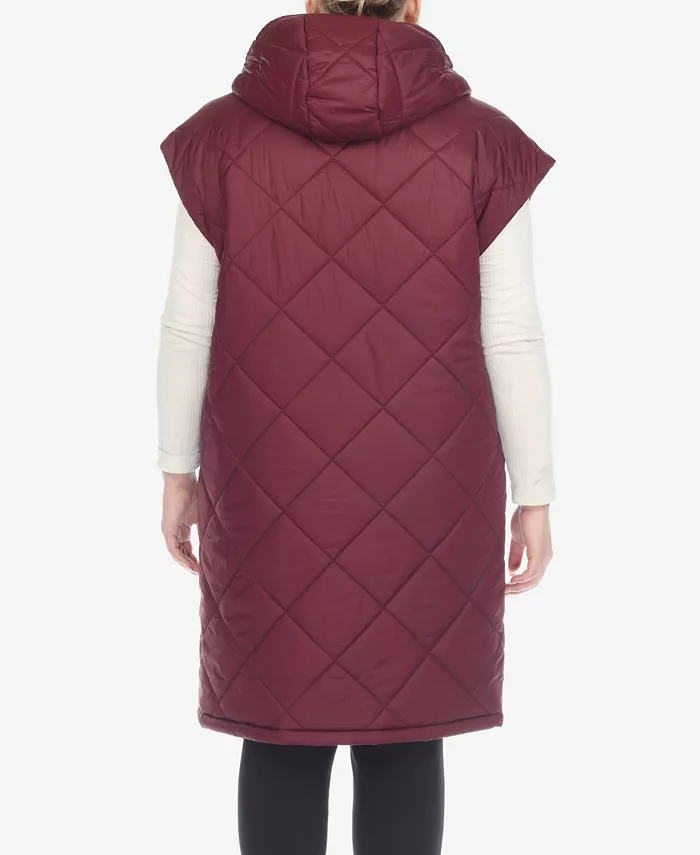 Plus Size Diamond Quilted Hooded Puffer Vest - thumbnail 8