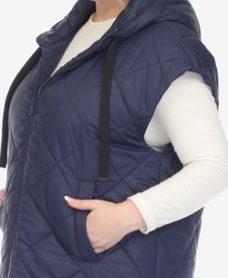 Plus Size Diamond Quilted Hooded Puffer Vest