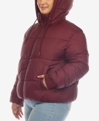 Plus Size Hooded Bomber Puffer Coat