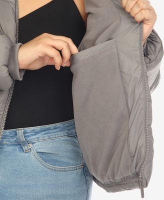 Plus Size Hooded Bomber Puffer Coat