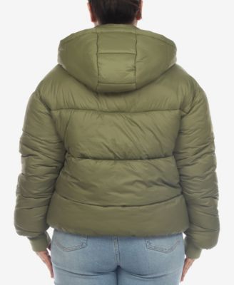 Plus Size Hooded Bomber Puffer Coat
