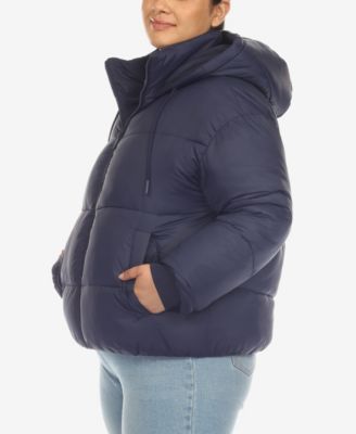 Plus Size Hooded Bomber Puffer Coat