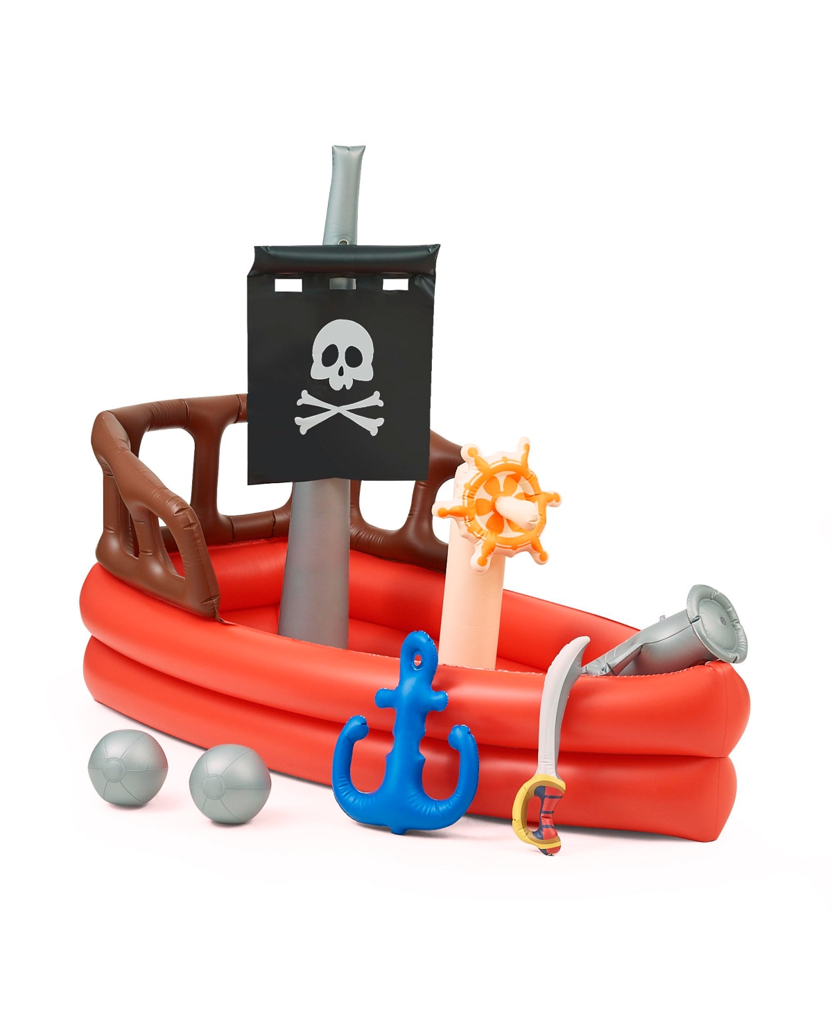 Teamson - Water Fun Pirate Boat Inflatable Kiddie Pool With Pump In Black