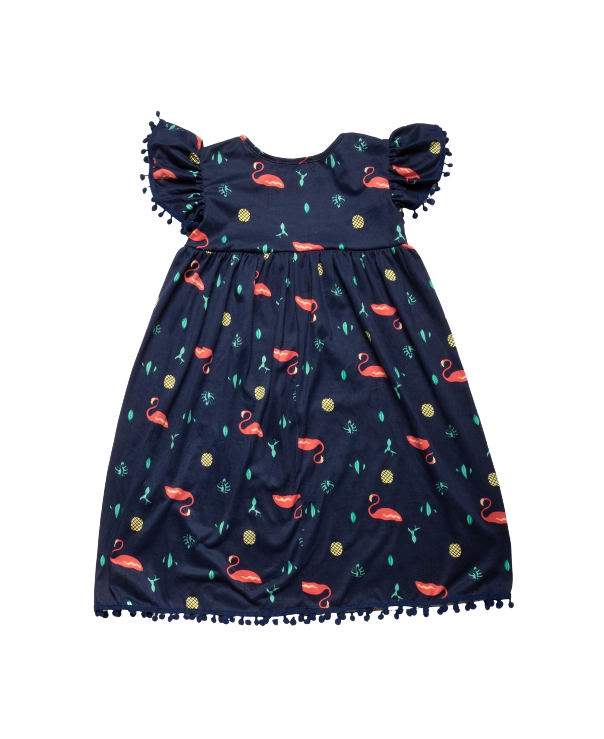 Mixed Up Clothing Big Girls Flutter Sleeves All Over Print Pom-Pom Dress