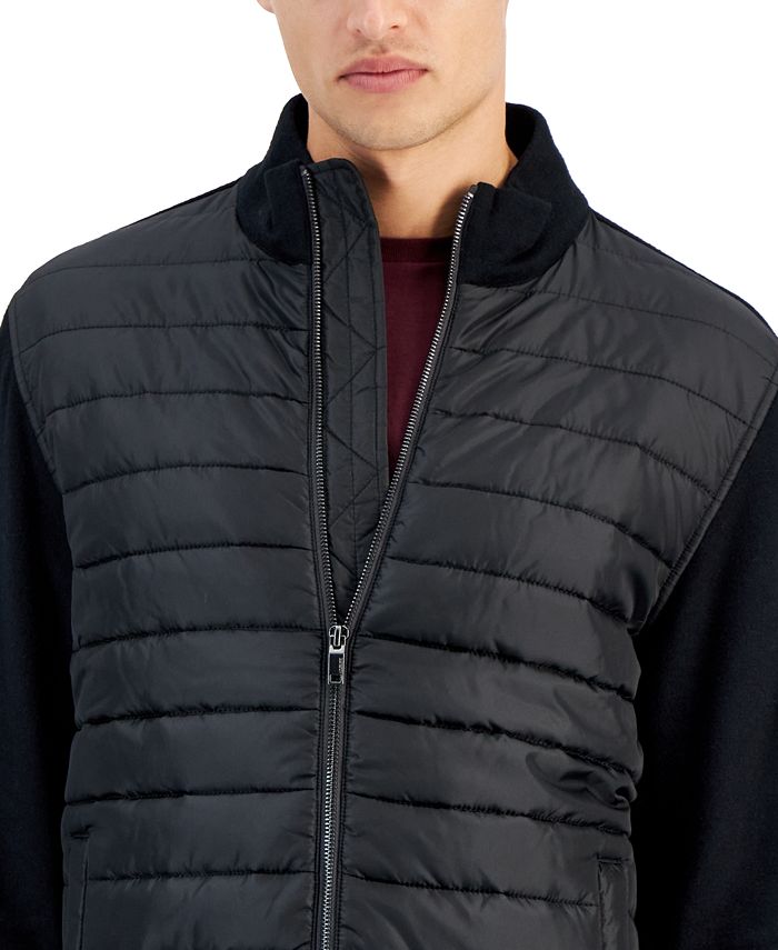 Alfani Men's MixedMedia Quilted FullZip Bomber Jacket, Created for