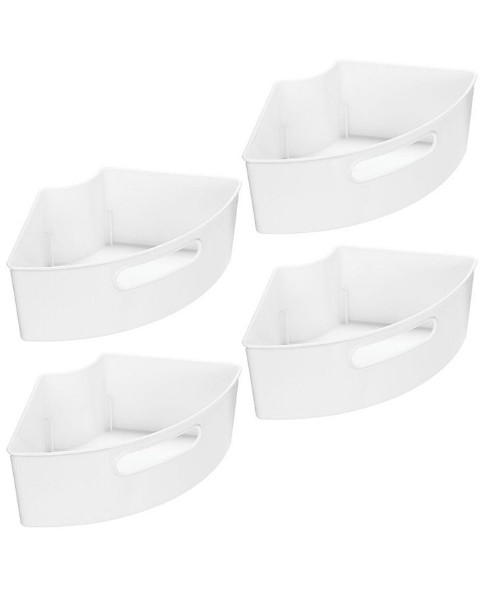 mDesign Plastic Lazy Susan Storage Bin with Front Handle, 4