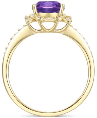 Amethyst (1-1/3 ct. t.w.) & Lab-Grown White Sapphire (1/4 ct. t.w.) Halo Ring in 14k Gold-Plated Sterling Silver (Also in Additional Gemstones)