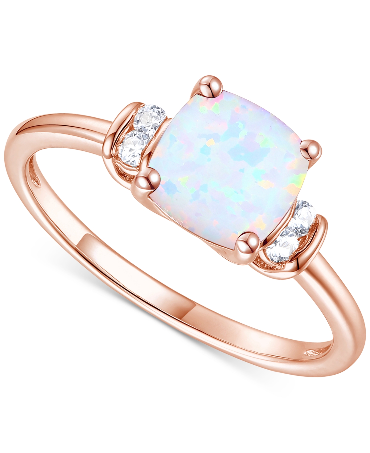 Macy's Amethyst (1-1/3 Ct. T.w.) & Lab-grown White Sapphire (1/4 Ct. T.w.) Cushion Ring In 14k Gold-plated In Opal
