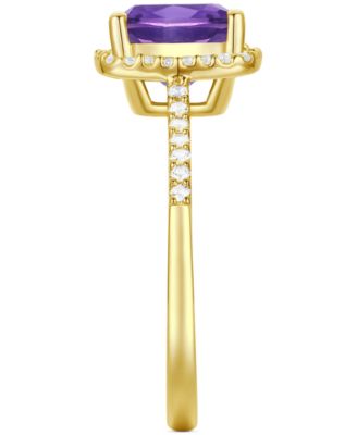 Ruby (2-1/2 ct. t.w.) & Lab-Grown White Sapphire (1/4 ct. t.w.) Halo Ring in 14k Gold-Plated Sterling Silver (Also in Additional Gemstones)