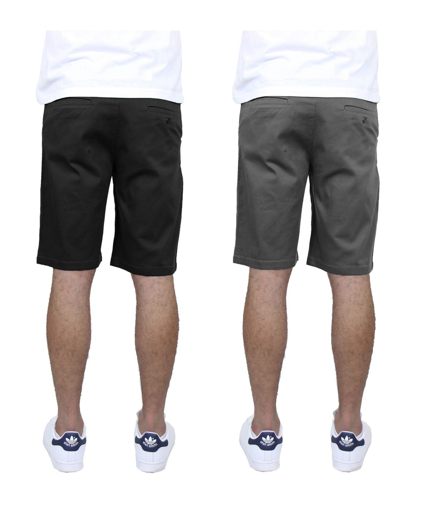 Мужские шорты Galaxy By Harvic 5 Pocket Flat Front Slim Fit Stretch Chino Shorts, Pack of 2, цвет: Чёрный / Серый — фото 2