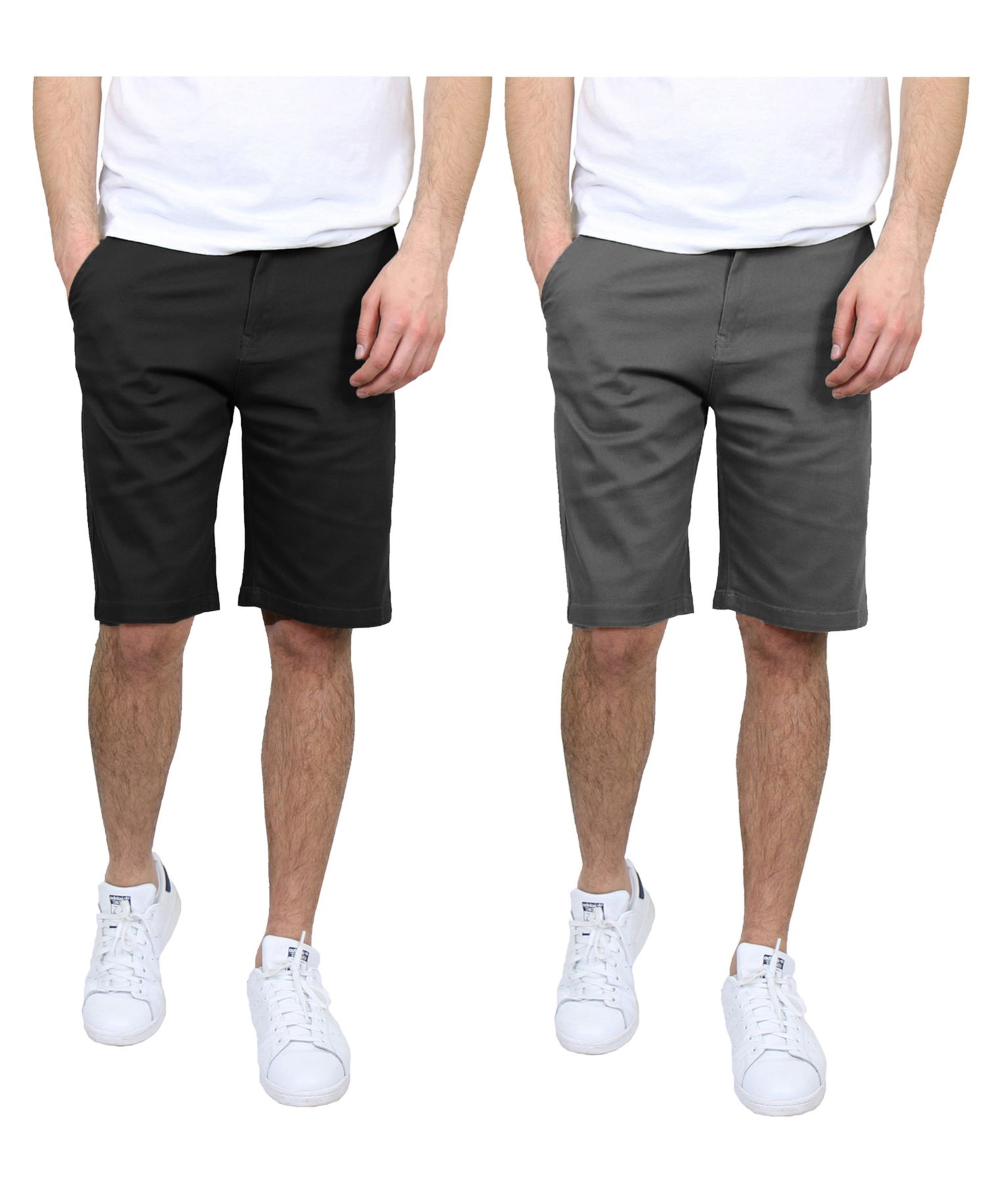 Men's 5 Pocket Flat Front Slim Fit Stretch Chino Shorts, Pack of 2