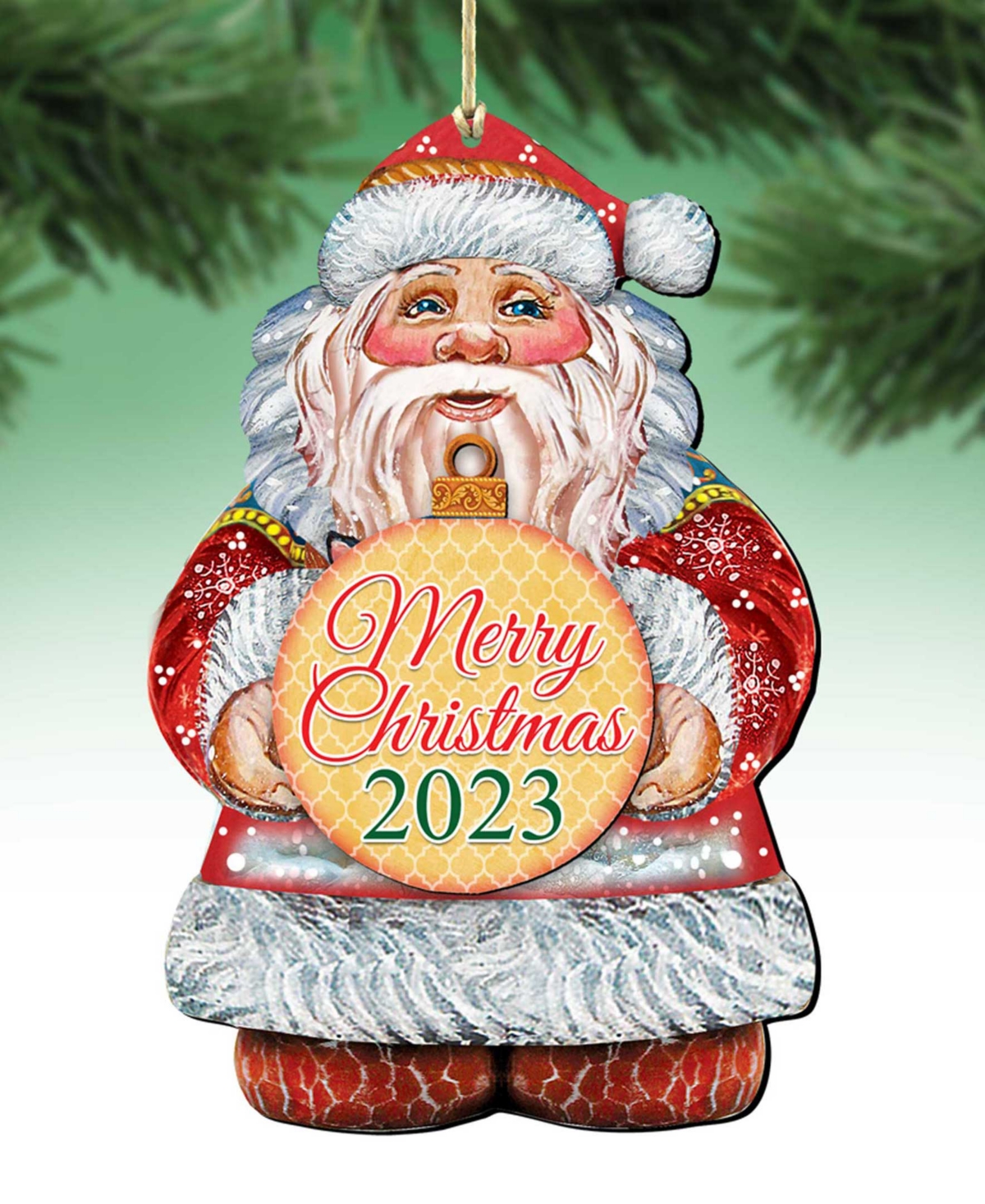 Designocracy 2023 Dated Merry Christmas Wooden Ornaments Holiday Decor Set Of 2 G. Debrekht In Multi Color