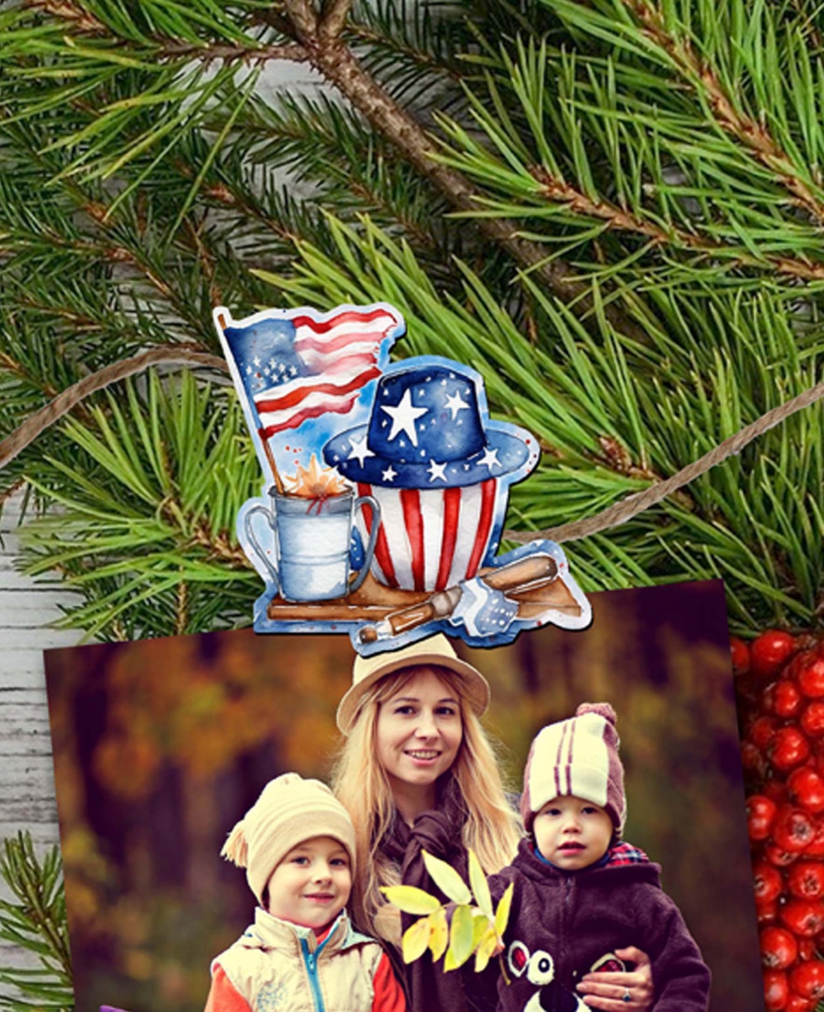 Designocracy Holiday Wooden Clip-on Ornaments American Farmhouse Set Of 6 G. Debrekht In Multi Color