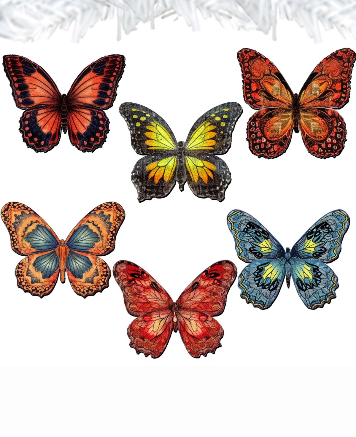 Shop Designocracy Holiday Wooden Clip-on Ornaments Butterfly Set Of 6 G. Debrekht In Multi Color