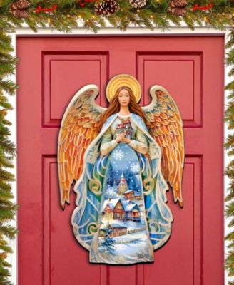 Guardian Angel Christmas Door Hanger Wooden Door Decor G. DeBrekht