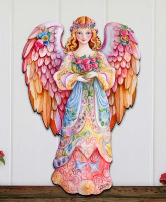 Floral Angel Christmas Door Decor Wooden Wall Decor G. DeBrekht