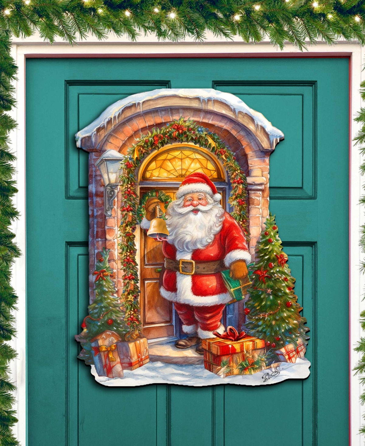 Designocracy Knocking the Christmas Wooden Wall Decor Door Decor G. DeBrekht