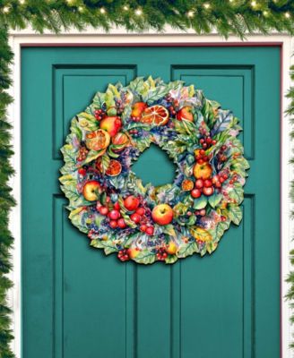 Holiday Wooden Door Decor Wall Decor Summer Harvest Fruit Wreath G. DeBrekht
