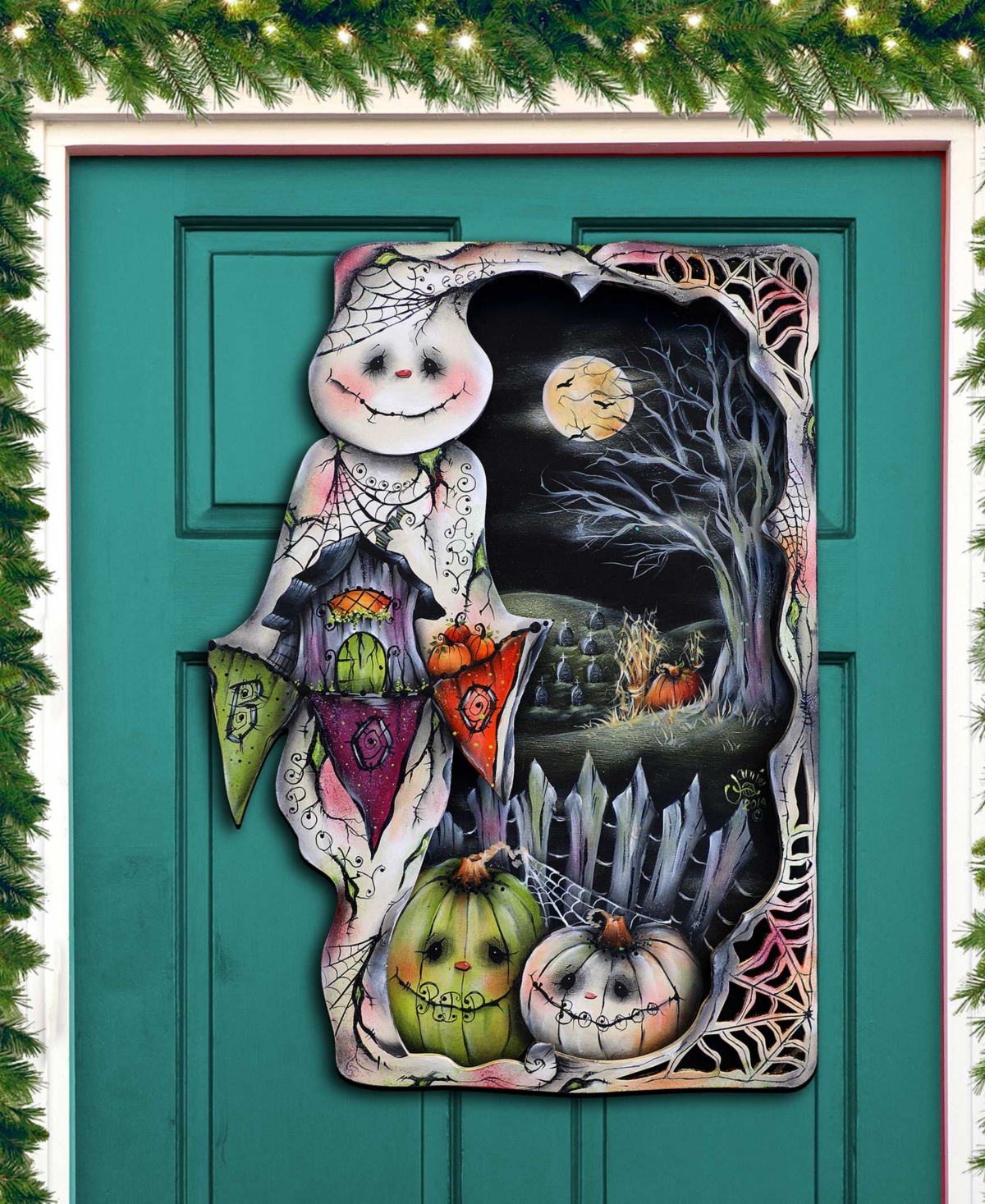 Shop Designocracy Holiday Door Decor Wall Decor Night Of The Pumpkins Wooden J. Mills-price In Multi Color