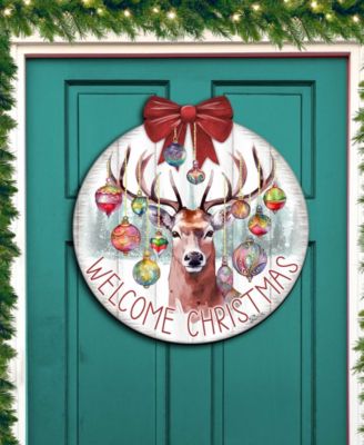 Welcome Christmas Wooden Door Decor Welcome Sign Hanging Decoration G. DeBrekht