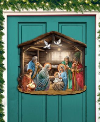 Nativity Scene Christmas Wooden Door Hanger Door Decor G. DeBrekht