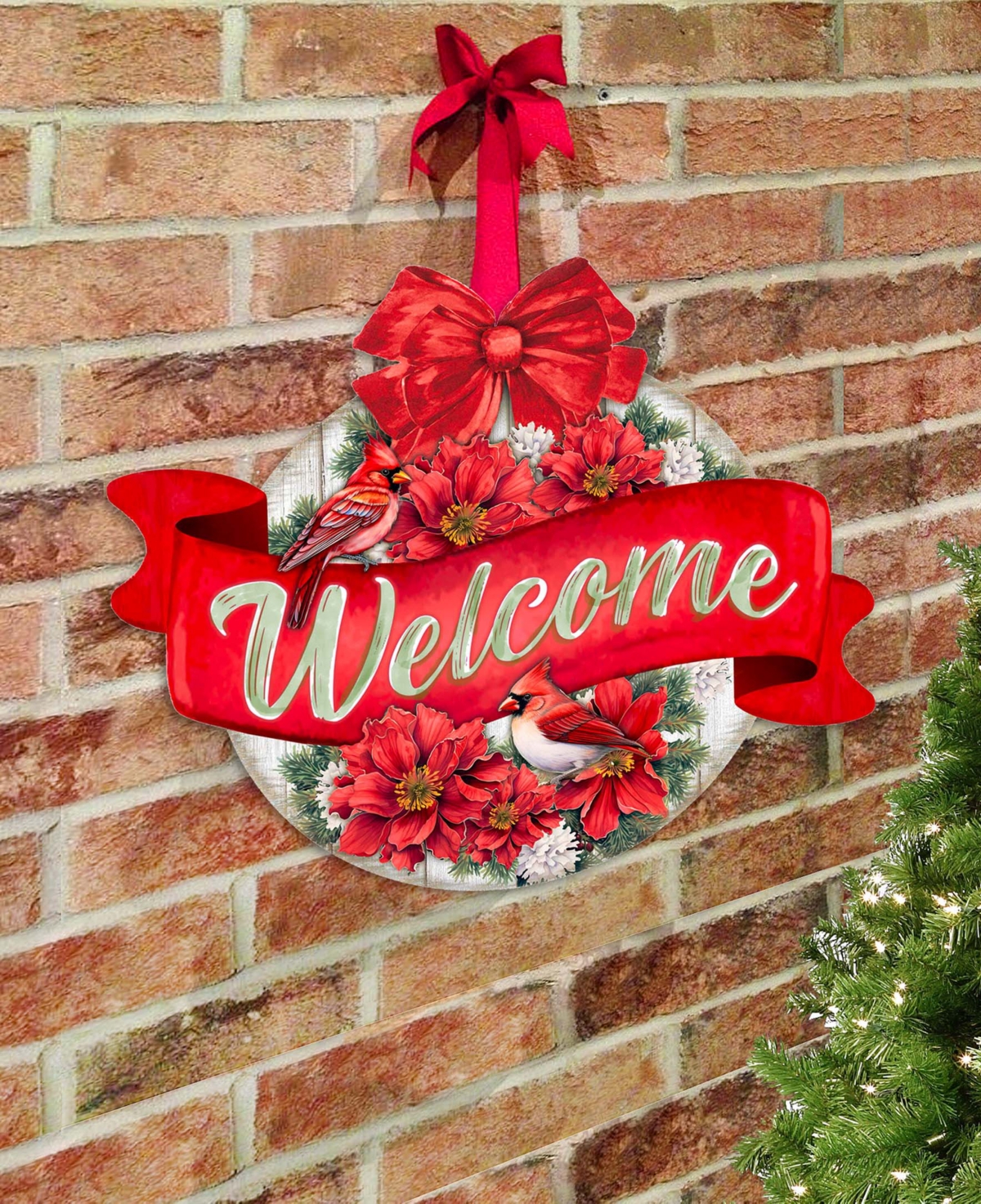 Designocracy Christmas Wreath Christmas Wooden Door Decor Welcome Sign G. Debrekht In Multi Color