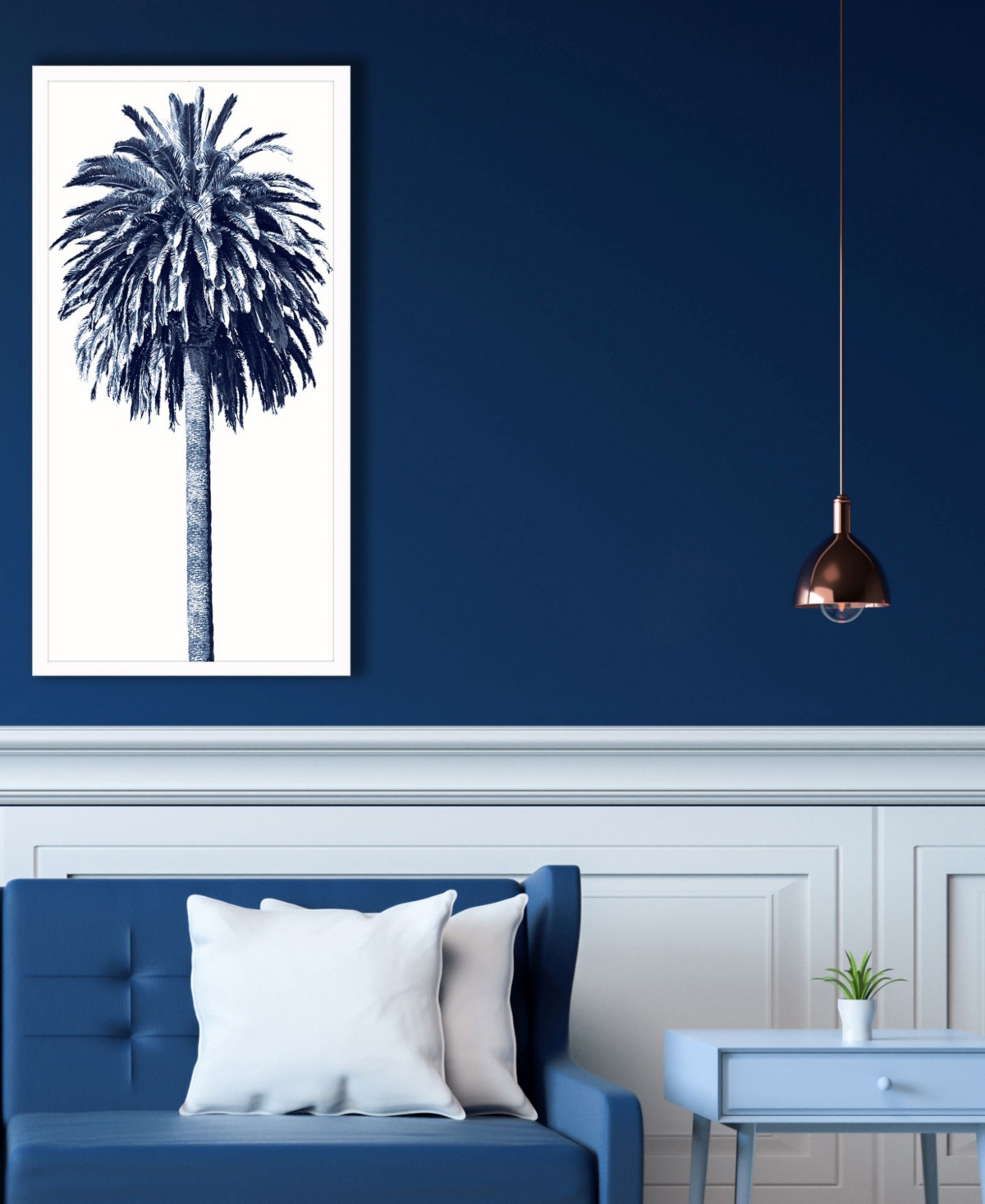 Shop Paragon Picture Gallery Palm Tree Blue Ii Framed Art