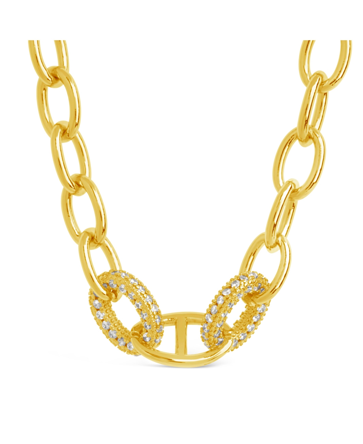 Sterling Forever Cubic Zirconia Chain Link Reina Necklace In Gold