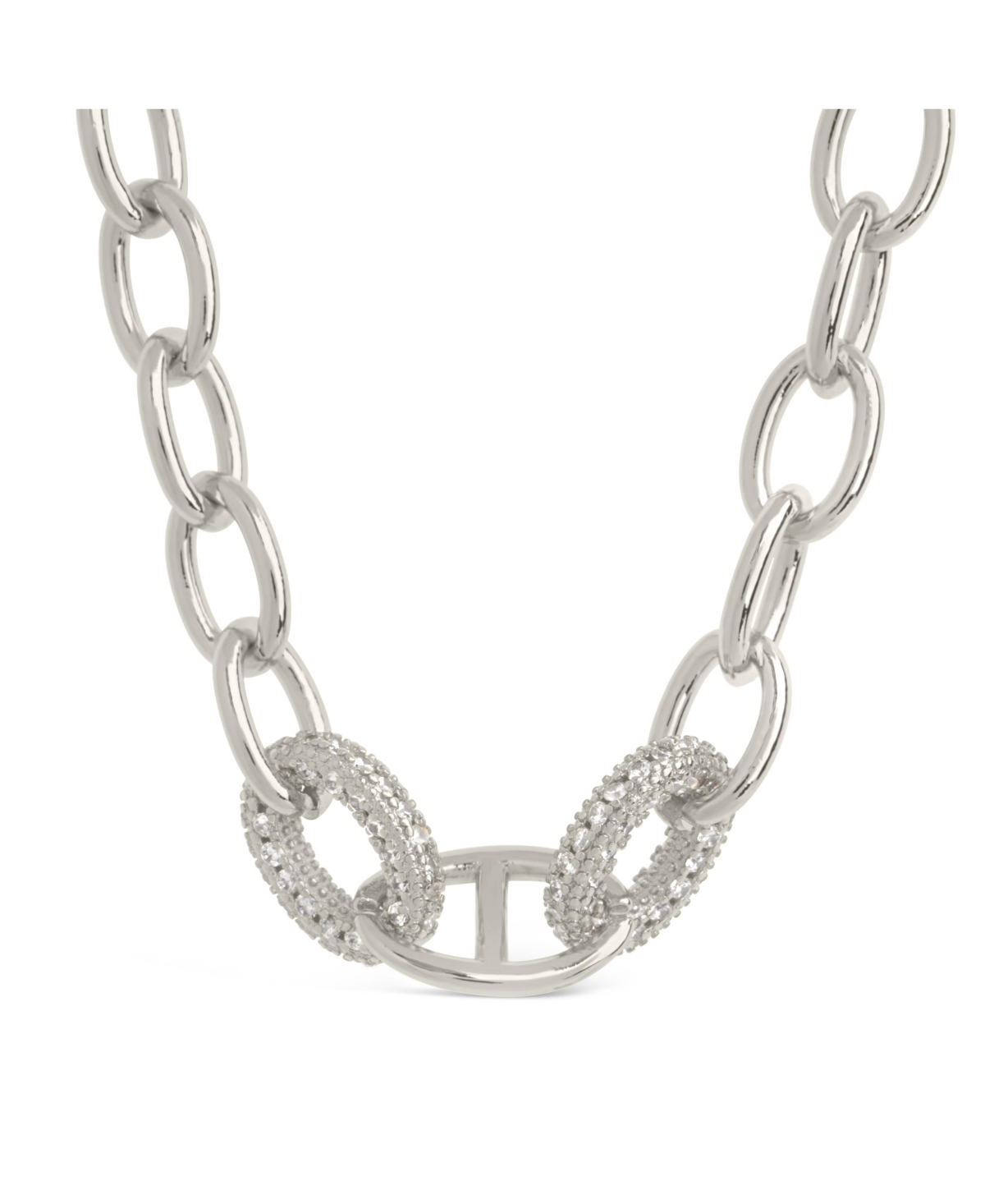 Sterling Forever Cubic Zirconia Chain Link Reina Necklace In Silver