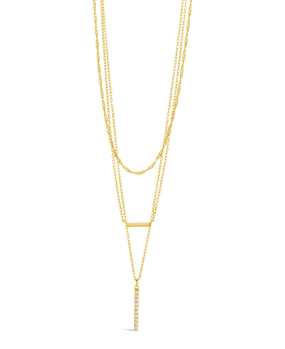 Sterling Forever Cubic Zirconia Lottie Layered Necklace In Gold