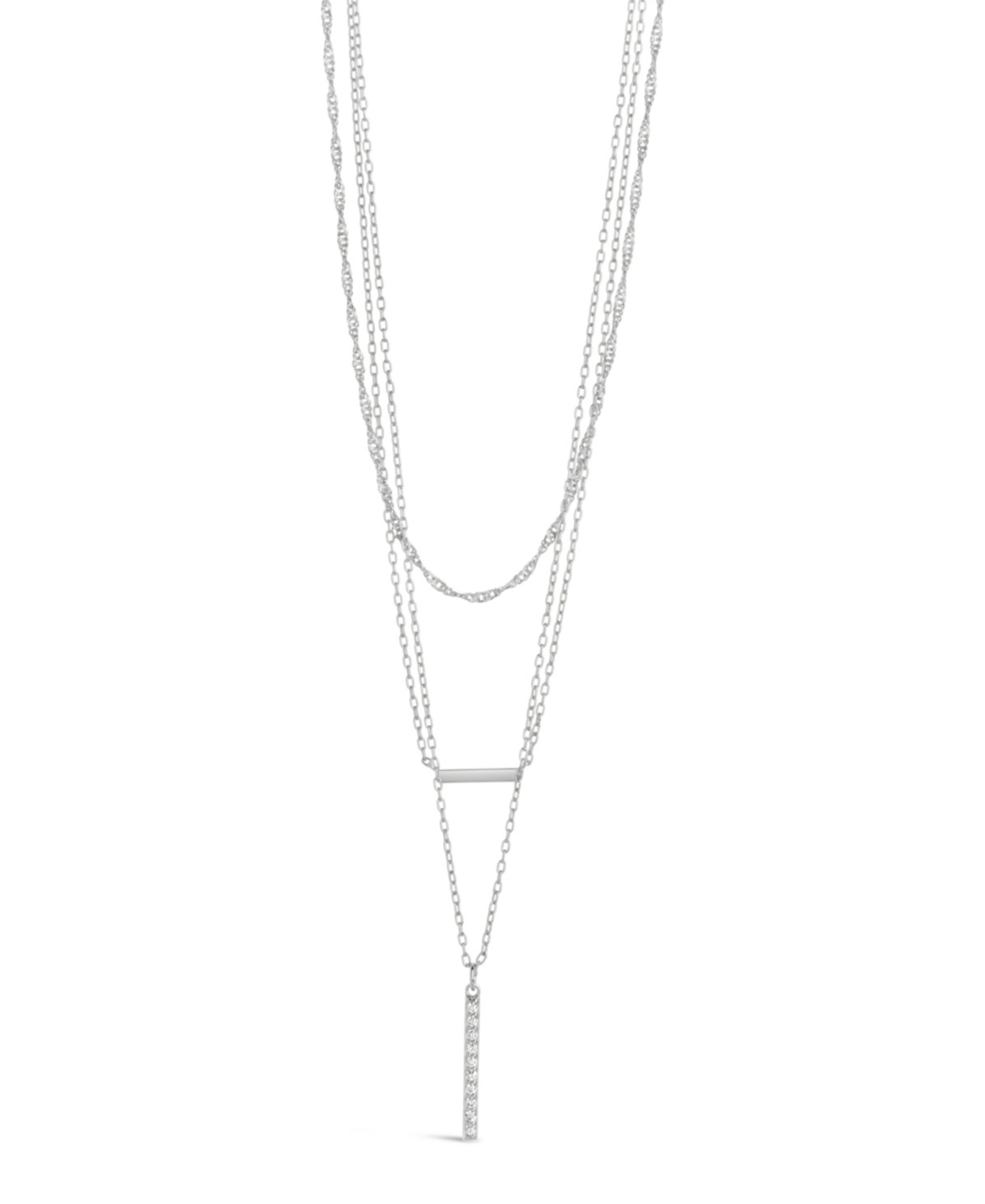 Sterling Forever Cubic Zirconia Lottie Layered Necklace In Silver