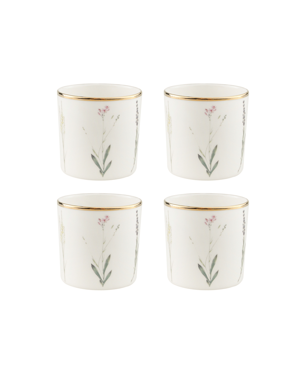 Botanical 4 Piece Cup Set, Service for 2 - White, Gold