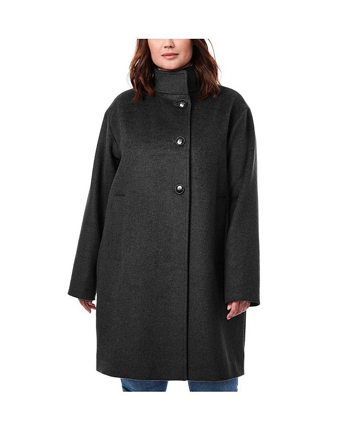 Bernardo Womens Plus-Size Wool Coat with Stand Collar - Macy's