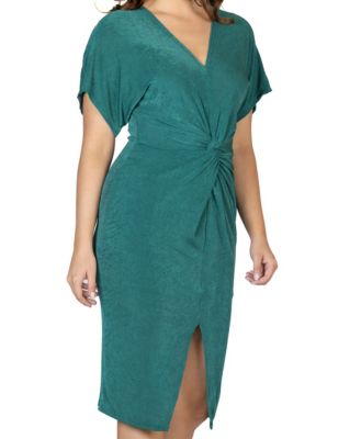 Women's Short Sleeve V-neck Twist Front Dress