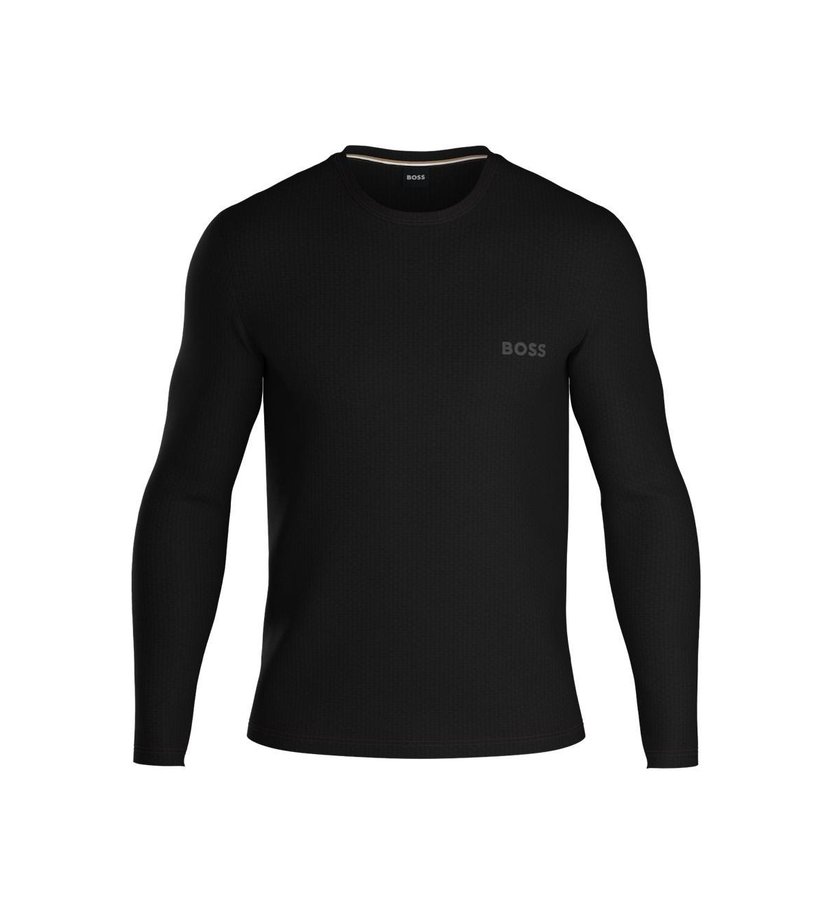 Shop Hugo Boss By  Men's Waffle Long Sleeve Shirt In Black