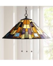 Robert Louis Tiffany Tropical Floral Bronze Pendant Chandelier Lighting 20  1/2 Wide Farmhouse Rustic Art Glass Shade 3-Light Fixture for Dining Room  Living House Home Foyer Kitchen Island Entryway - Chandeliers 