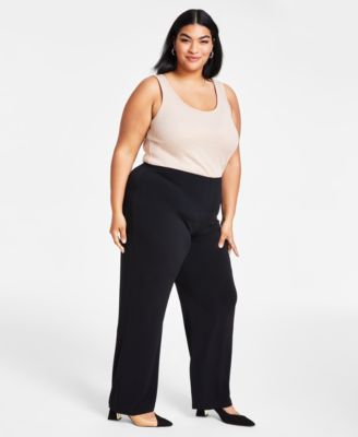 Plus and Petite Plus Size Wide-Leg Pull-On Pants, Exclusively at Macy's