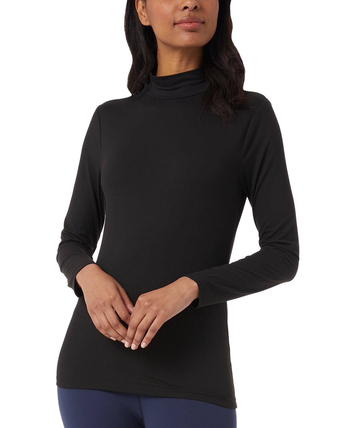 32 Degrees Women's Mock-neck Long-sleeve Top In Black