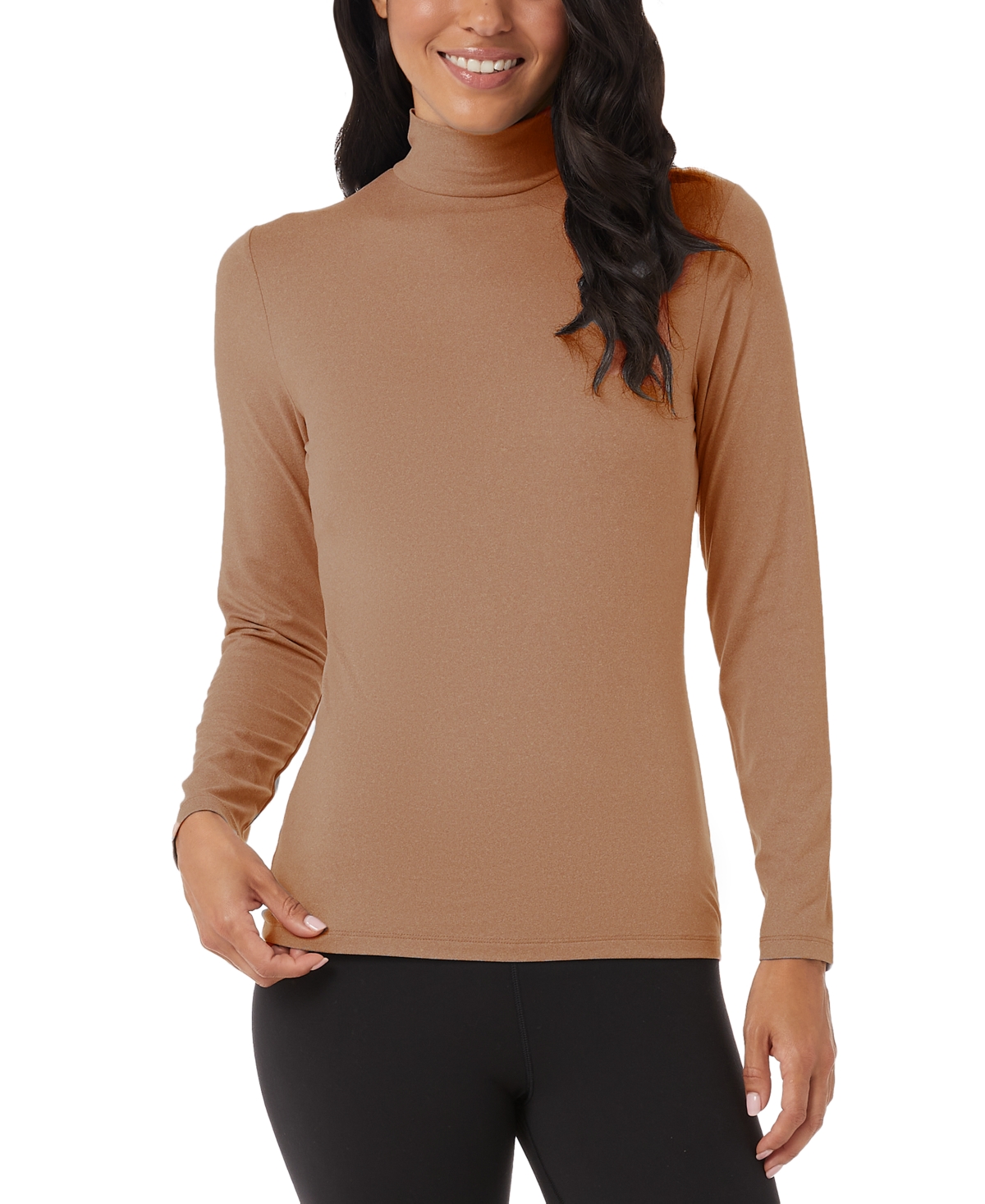 32 Degrees Women's Mock-neck Long-sleeve Top In Heather Camel