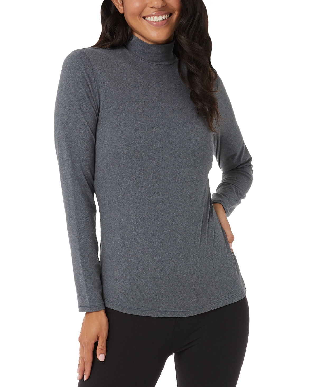 32 Degrees Women's Mock-neck Long-sleeve Top In Ht Charcoal